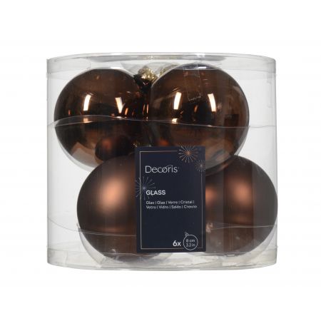 Weihnachtskugel Mixglas D8cm 6 Stück Espresso