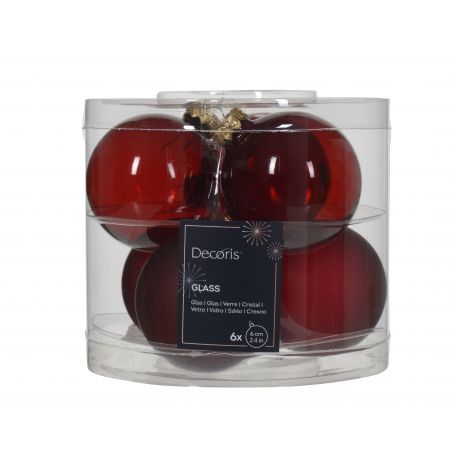 Weihnachtskugel Glas D6cm 6STK Ochsenblut