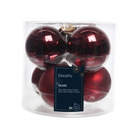 Weihnachtskugel Mix Glas D8cm 6STK Ochsenblut