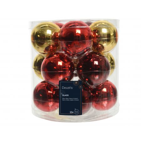 Weihnachtskugel Mix Glas D6cm 15St. Rot/Gold