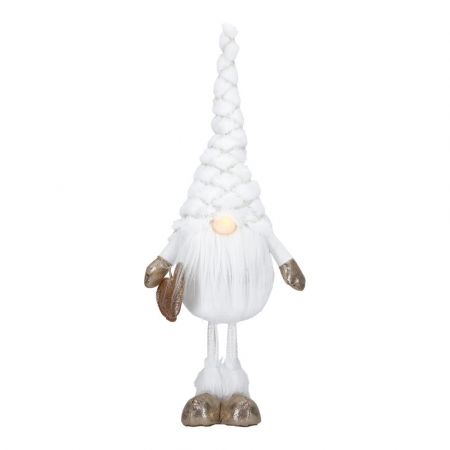 Gnome fur nose led 52cm 
B/O-18x10x52cm-white/gold-LED