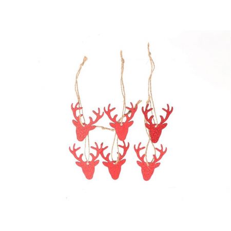 Hanger Glitter Deer 6 Pcs L6W6 Red