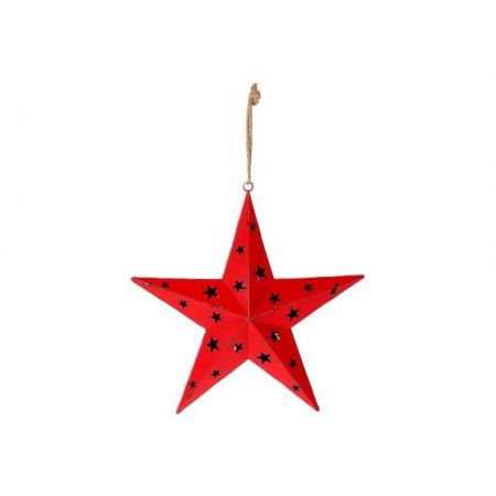 Iron Hollow Star Pendant L54W12H56 Red