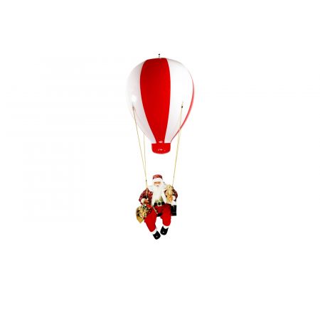 Luchtballon m/kerstman LED Niko XL rood/wit L98B98H220CM