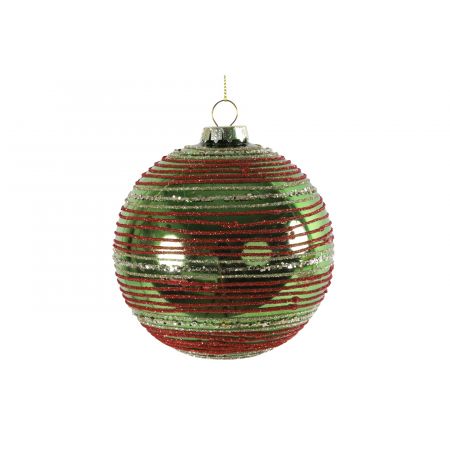 Kerstbal ro Zowie M groen/rood/zilver Ã˜10CM