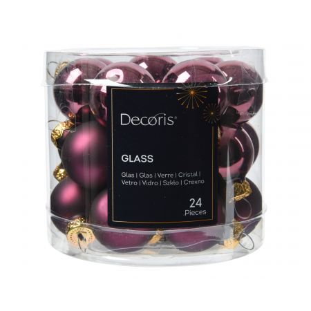 Kerstbal glas mix donker mauve dia2.5cm