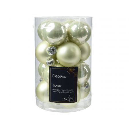 Kerstballen glas mix wit mint dia3.5cm