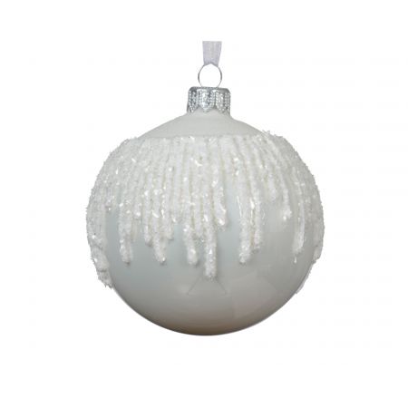 Kerstbal glas winterwit dia8cm