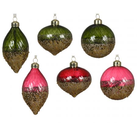 Kerstbal glas 6ass assortie D.8cm