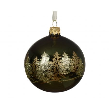 Kerstballen glas dennengroen dia8cm