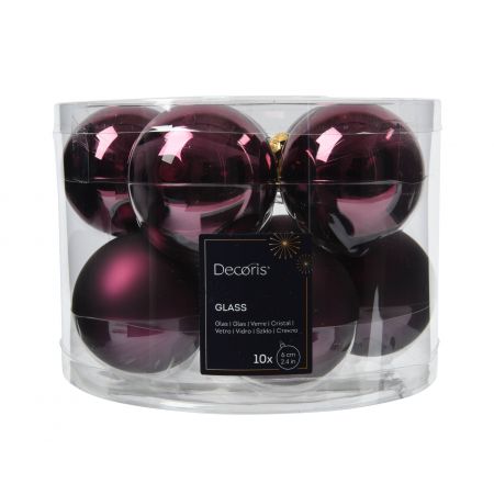 Kerstbal glas mix donker mauve dia6cm