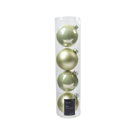 Kerstballen glas mix wit mint dia10cm