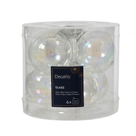 Kerstballen glas transparant/iris dia6cm