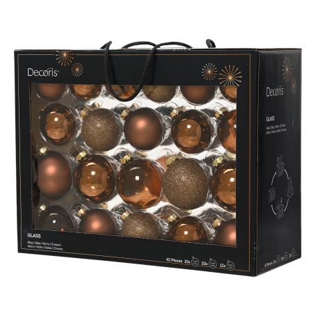 Kerstbal glas mix espresso dia7cm 42 stuks