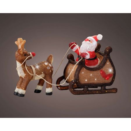 LED figuren acryl santa,sled steady buiten assortie/koel wit L.82.5cm x W.33cm x H.47cm