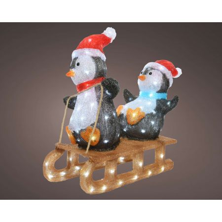 LED pinguïn acryl steady buiten assortie/koel wit L.31cm x W.61.5cm x H.56.5cm