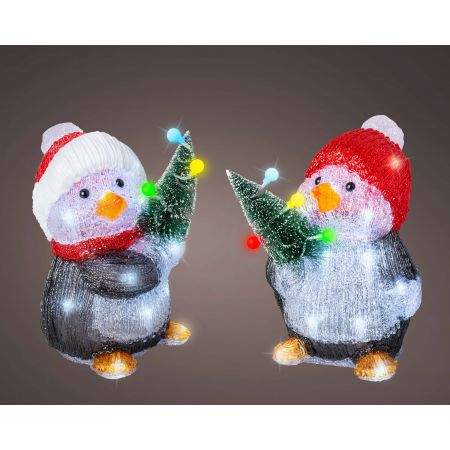 LED pinguïn acryl penguins steady BO buiten 2ass assortie/koel wit L.17cm x W.17.5cm x H.26cm