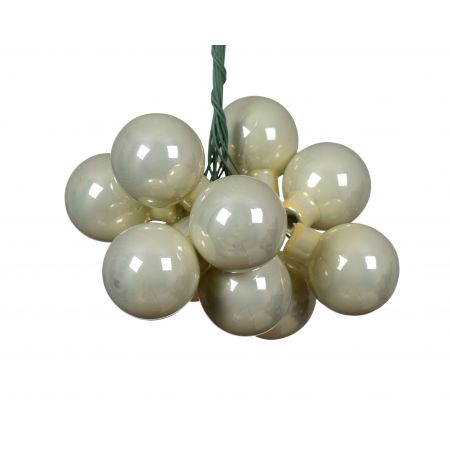 Kerstballen op draad glas wit mint dia2.5cm