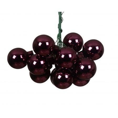 Kerstballen op draad glas donker mauve dia2.5cm