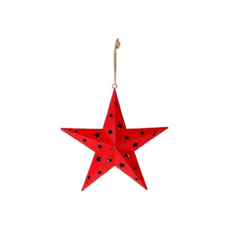 Iron Hollow Star Pendant L77W16H76 Red