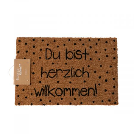 Fußmatte You, L 60 cm, PVC, Kokos, schwarz, natur, Mehrfarbig, Spruch/Text, Gepunktet