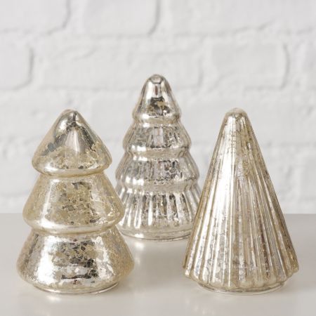 Dekoständer Tovla, 3-sortiert Silber, Weihnachtsbaum, Thekendisplay, H 9 cm, glänzend lackiert