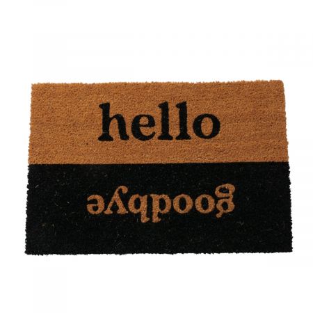 Fußmatte hello goodbye, L 60 cm, PVC, Kokos, schwarz, natur, Mehrfarbig, Spruch/Text