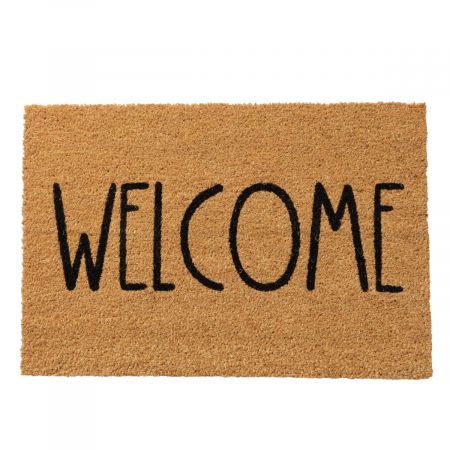 Fußmatte Welcome, L 60 cm, PVC, Kokos, schwarz, natur, Mehrfarbig, Spruch/Text