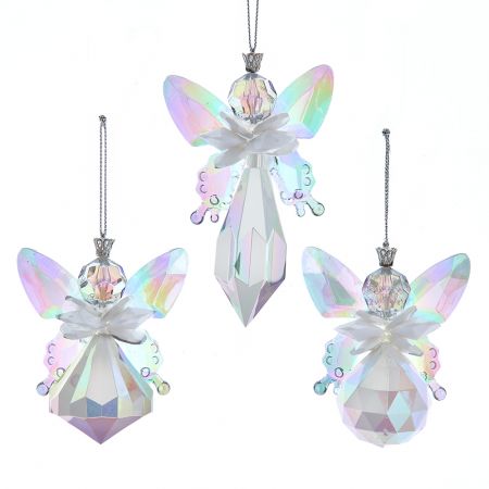 3.25-4.25"ACRYLIC WHITE OPAL ANGEL ORN 3/ASSTD.